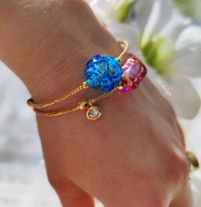 Zestaw bransoletek Pomaluj Mój Świat niebieska i fioletowo-złota