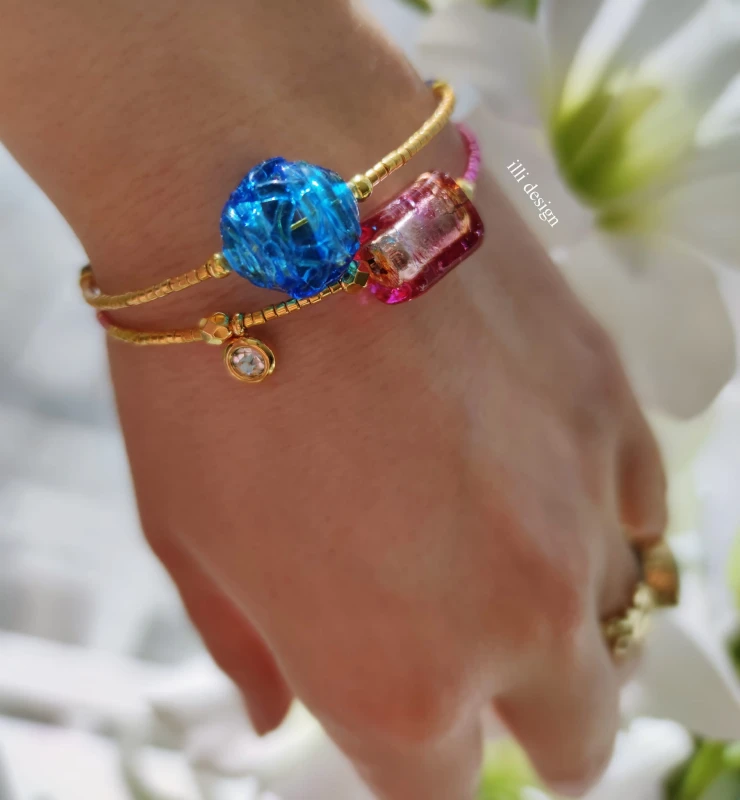 Zestaw bransoletek Pomaluj Mój Świat niebieska i fioletowo-złota