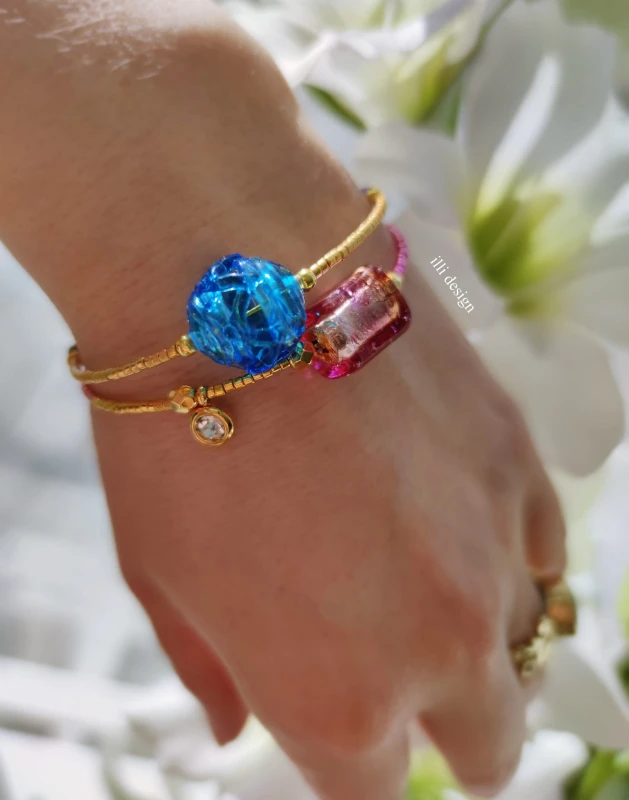 Zestaw bransoletek Pomaluj Mój Świat niebieska i fioletowo-złota