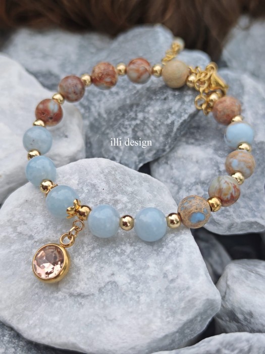 Bransoletka z akwamarynu i jaspisu Klif