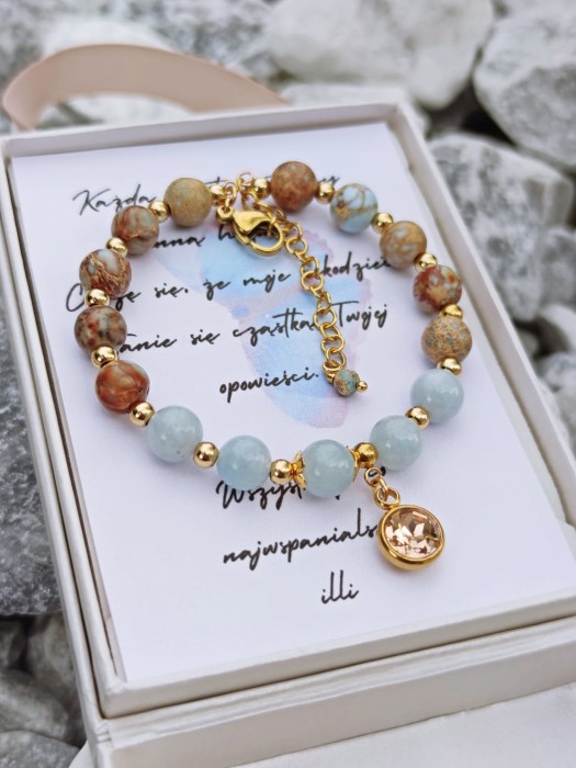 Bransoletka z akwamarynu i jaspisu Klif