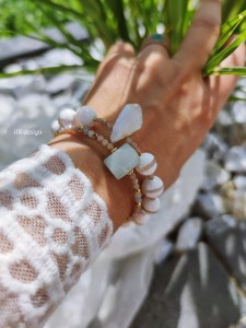 Bransoletka z kwarcem, agatem i kamieniem słonecznym Biel