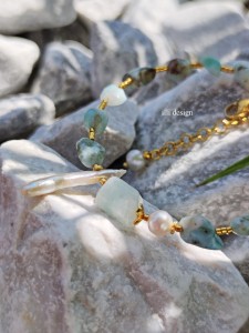 Bransoletka z larimaru i perł Lazur