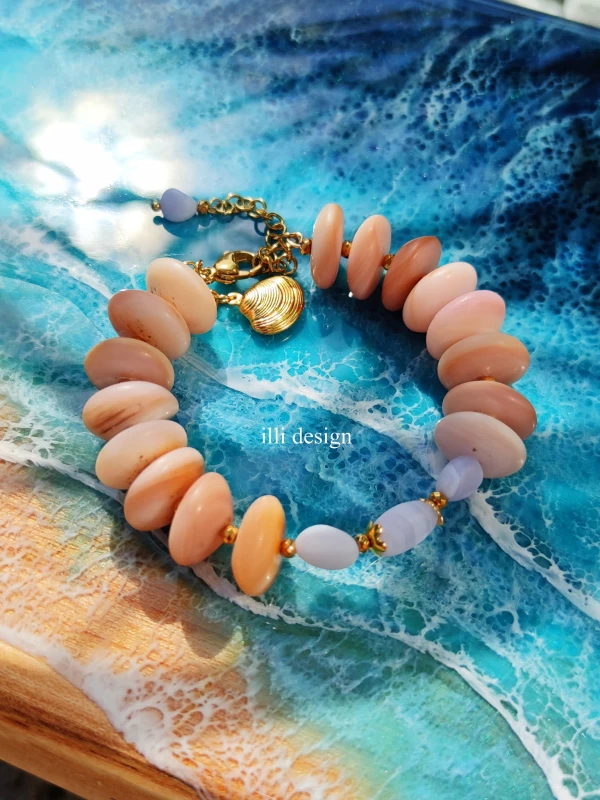 Bransoletka z muszli i chalcedonu Natura