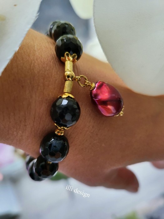 Bransoletka z agatu i perłą Moc