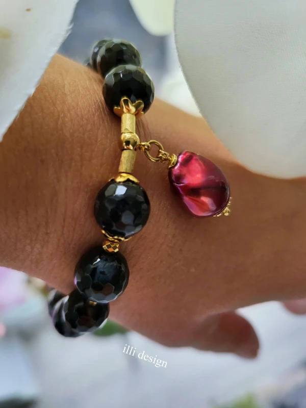 Bransoletka z agatu i perłą Moc