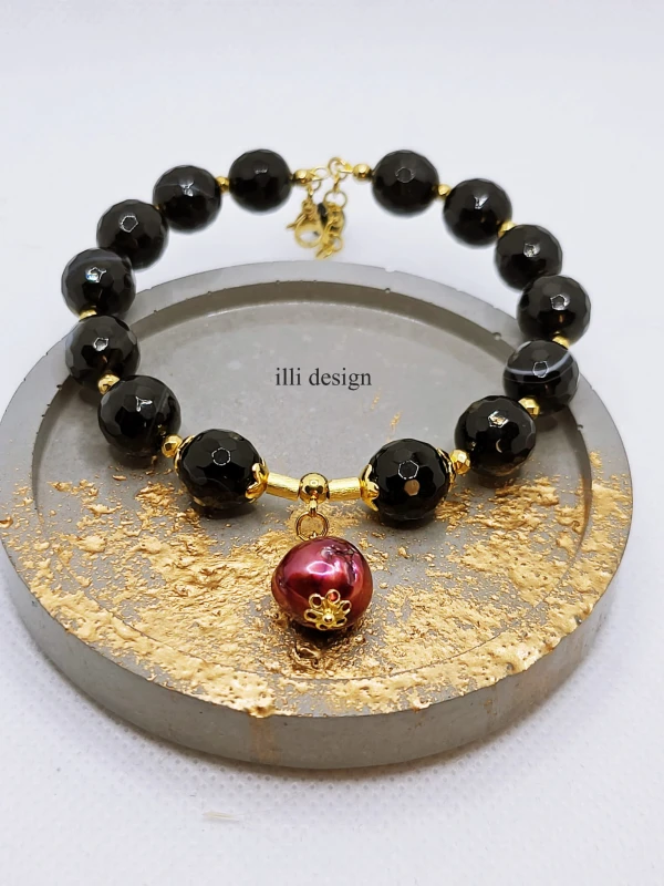 Bransoletka z agatu i perłą Moc