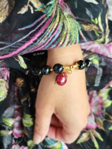 Bransoletka z agatu i perłą Moc