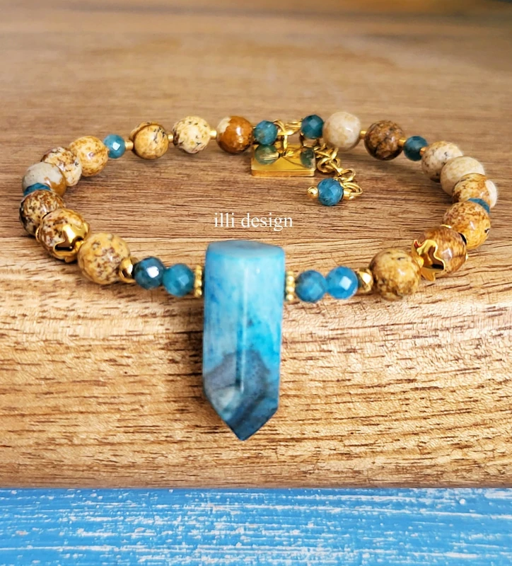 Bransoletka z jaspisu i apatytu Pejzaż