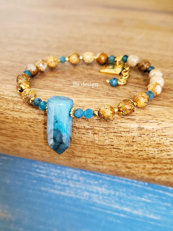 Bransoletka z jaspisu i apatytu Pejzaż