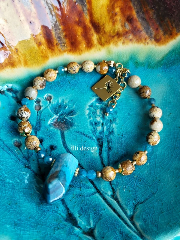 Bransoletka z jaspisu i apatytu Pejzaż