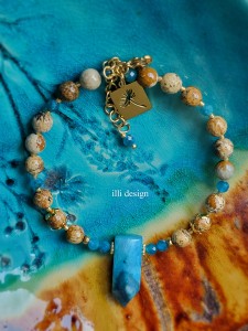 Bransoletka z jaspisu i apatytu Pejzaż