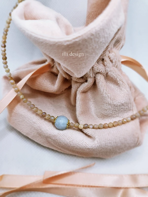 Naszyjnik choker z kamieni słonecznych, akwamarynu Kunszt