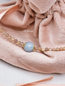 Naszyjnik choker z kamieni słonecznych, akwamarynu Kunszt