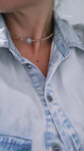 Naszyjnik choker z kamieni słonecznych, akwamarynu Kunszt