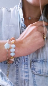 Naszyjnik choker z kamieni słonecznych, akwamarynu Kunszt