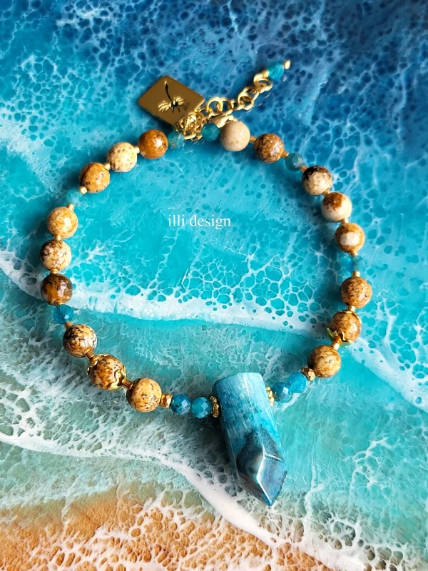 Bransoletka z jaspisu i apatytu Pejzaż