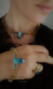 Bransoletka z jaspisu i apatytu Pejzaż