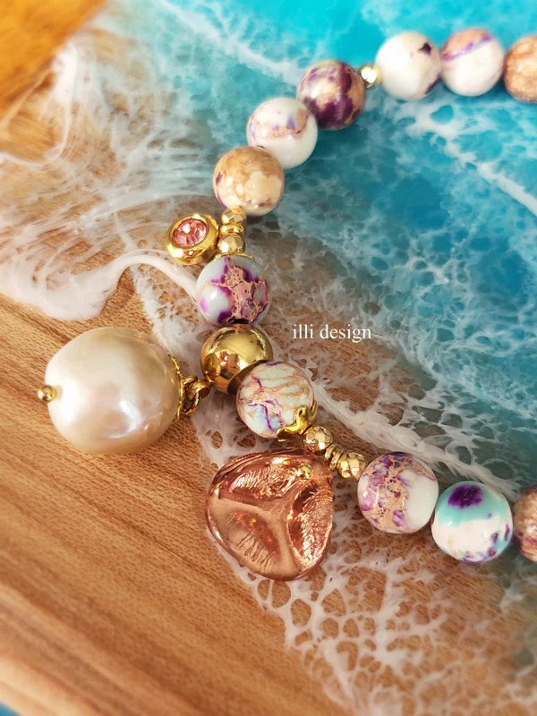 Bransoletka z jaspisu z perłą To Coś