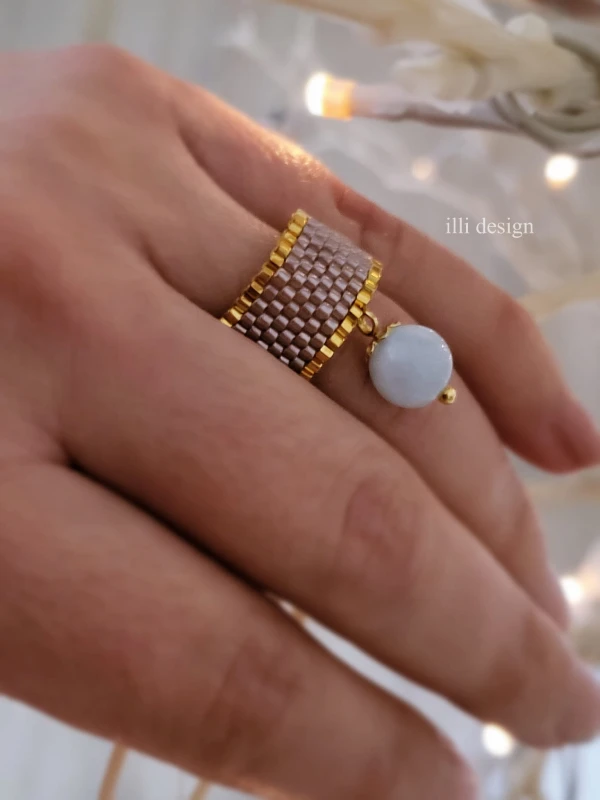 Pierścionek tkany z akwamarynem Zjawisko