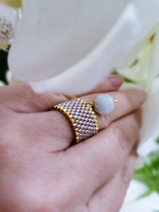 Pierścionek tkany z akwamarynem Zjawisko