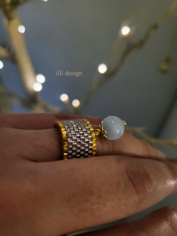 Pierścionek tkany z akwamarynem Zjawisko