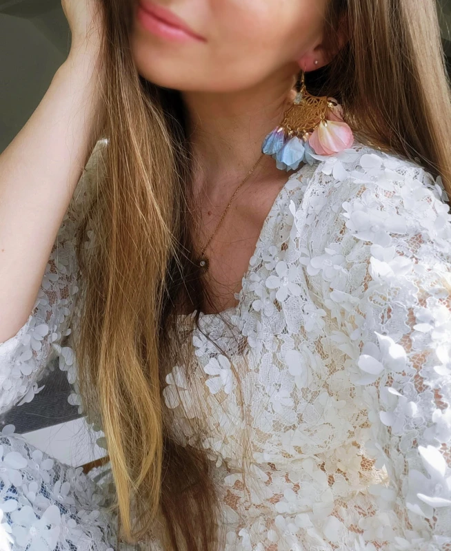 Kolczyki Wachlarz z topazem