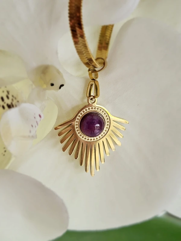 Naszyjnik Promienie z ametystem