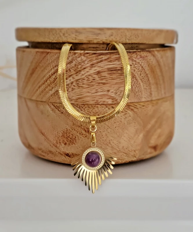 Naszyjnik Promienie z ametystem