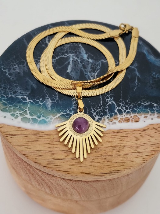 Naszyjnik Promienie z ametystem
