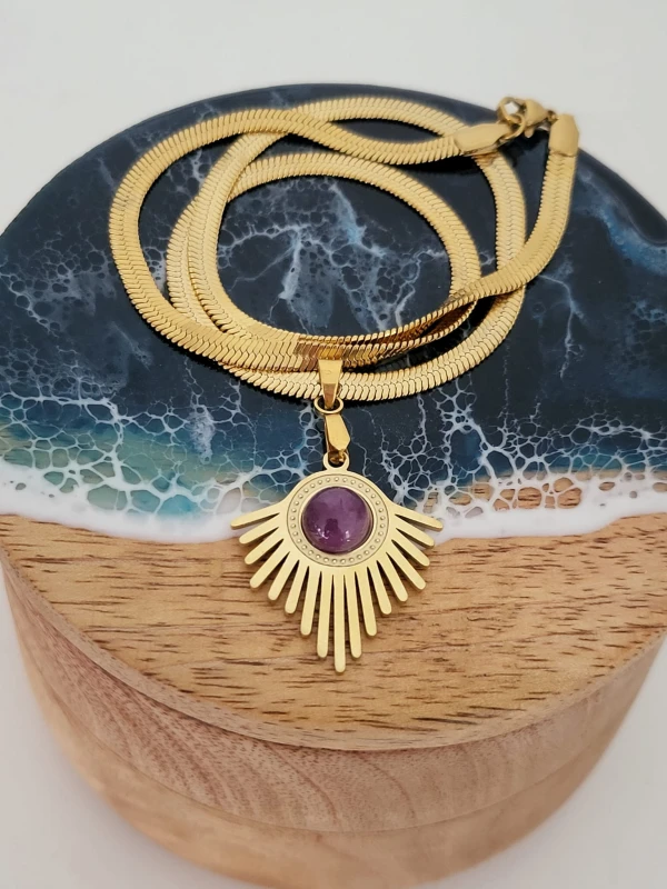 Naszyjnik Promienie z ametystem