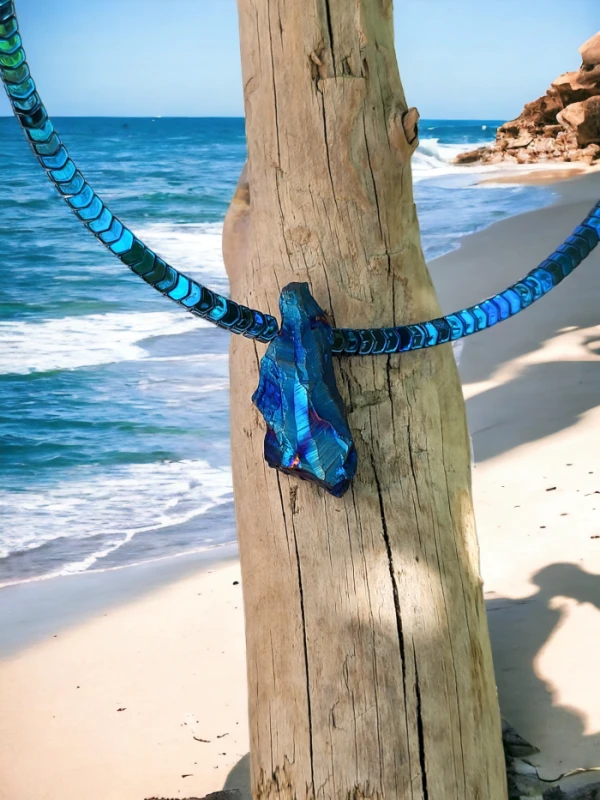 Choker z hematytów i kwarcem Ocean