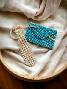 Krawat perłowy kość słoniowa