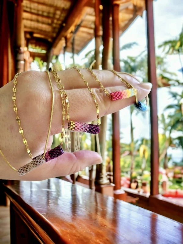 Naszyjnik tkany Wata Cukrowa