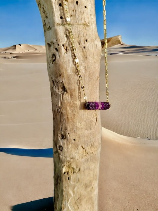 Naszyjnik tkany Wrzosy