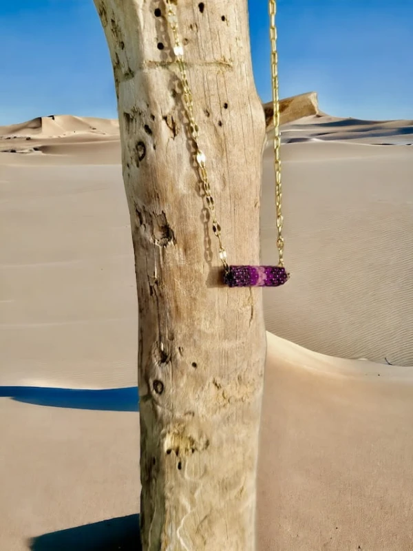 Naszyjnik tkany Wrzosy