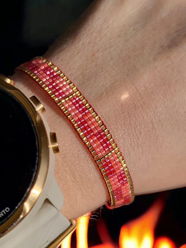 Bransoletka tkana Truskawka