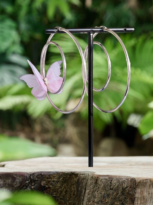 Kolczyki duże koła z motylem N3