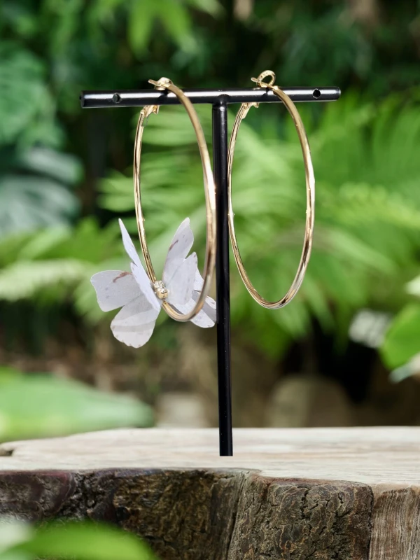 Kolczyki duże koła z motylem N4