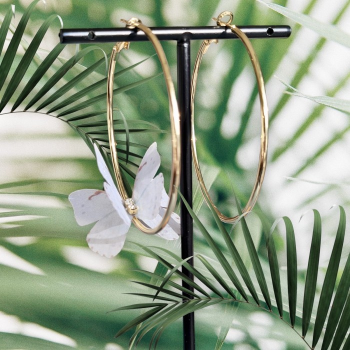 Kolczyki duże koła z motylem N4