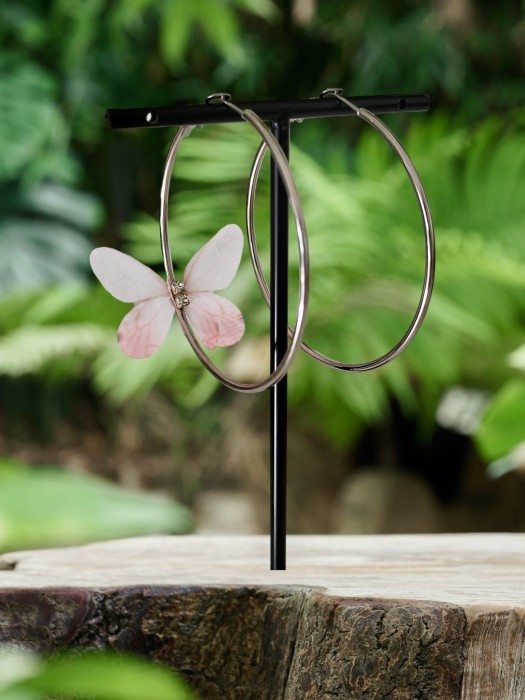 Kolczyki duże koła z motylem N5