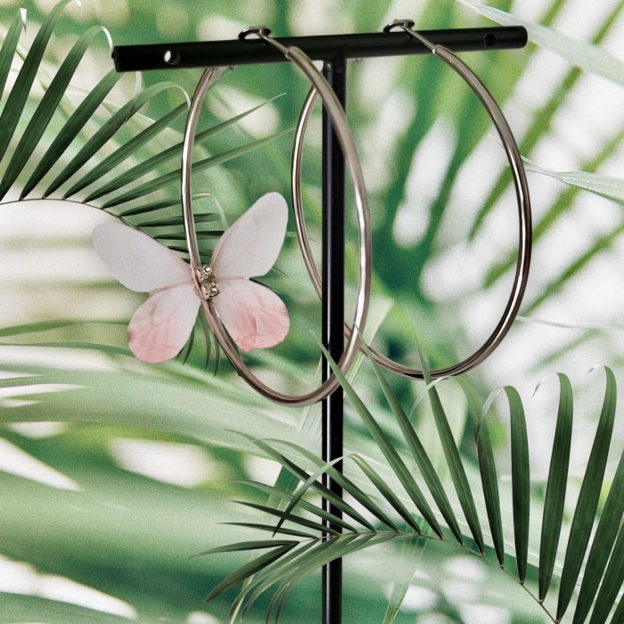 Kolczyki duże koła z motylem N5