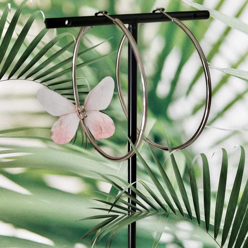 Kolczyki duże koła z motylem N5