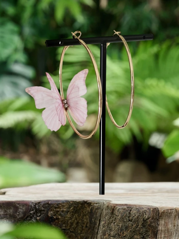 Kolczyki duże koła z motylem N6