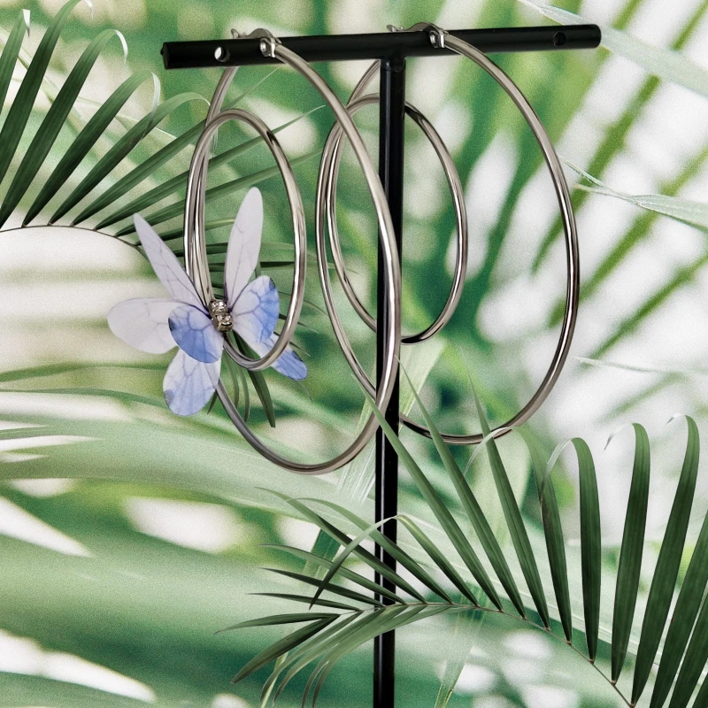 Kolczyki duże koła z motylem N7