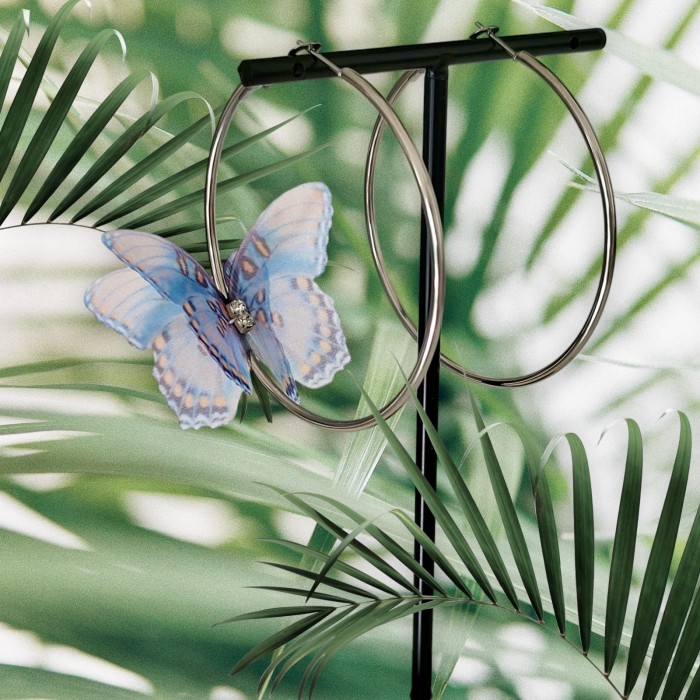 Kolczyki duże koła z motylem N9