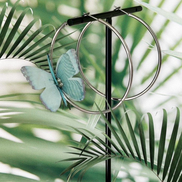 Kolczyki duże koła z motylem