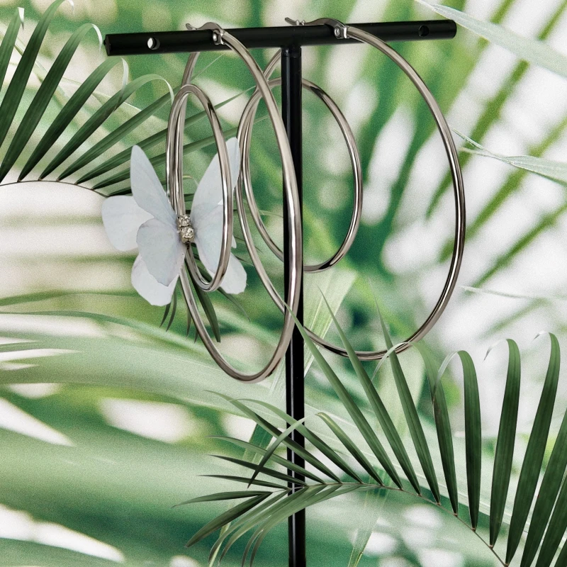 Kolczyki duże koła z motylem N12