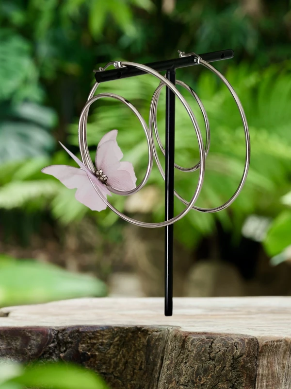 Kolczyki duże koła z motyle