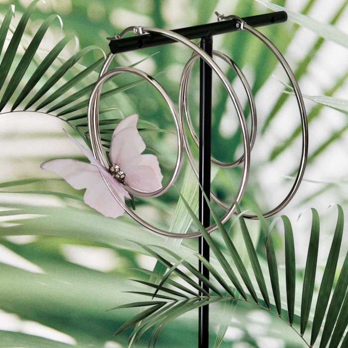 Kolczyki duże koła z motyle